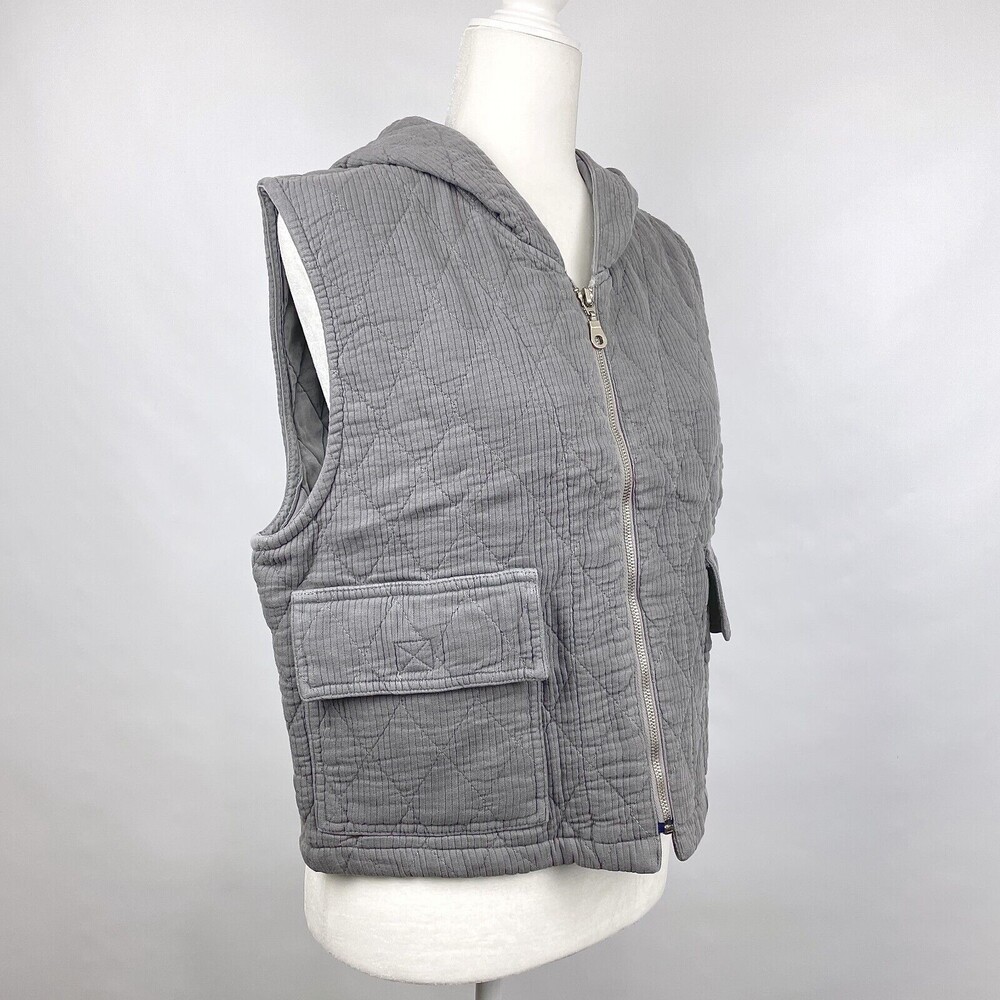NWOT Philosophy of Comfort Women's Size L Gray Quilted Hooded Lyocell Blend Vest - Picture 6 of 16